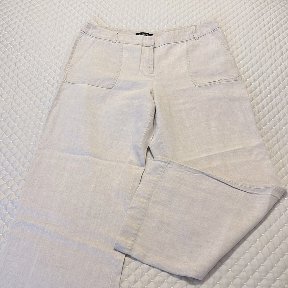 100%Linen full length wide leg pants.